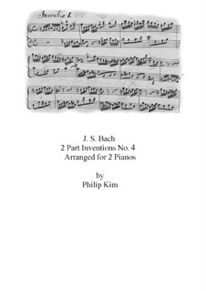 No.4 in D Minor, BWV 775: For two pianos four hands by Johann Sebastian Bach