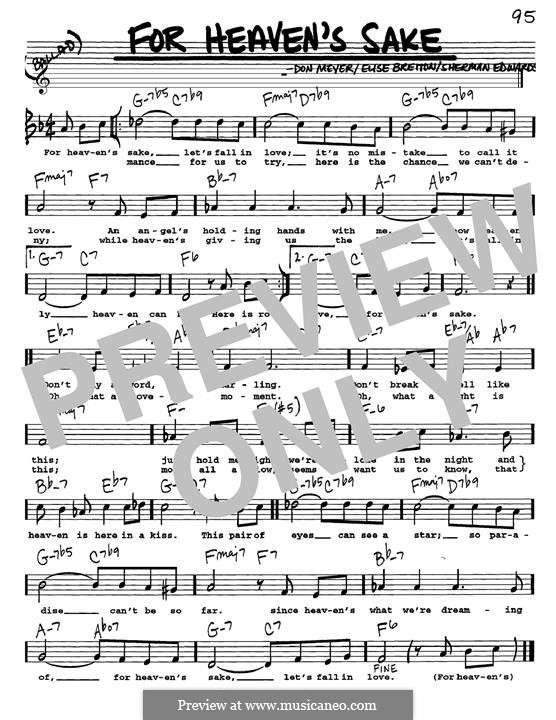 For Heaven's Sake by B. Evans - sheet music on MusicaNeo