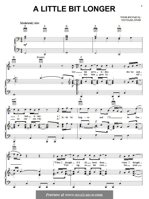 A Little Bit Longer (Jonas Brothers) by N. Jonas - sheet music on MusicaNeo