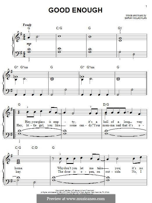 Good Enough by S. McLachlan - sheet music on MusicaNeo