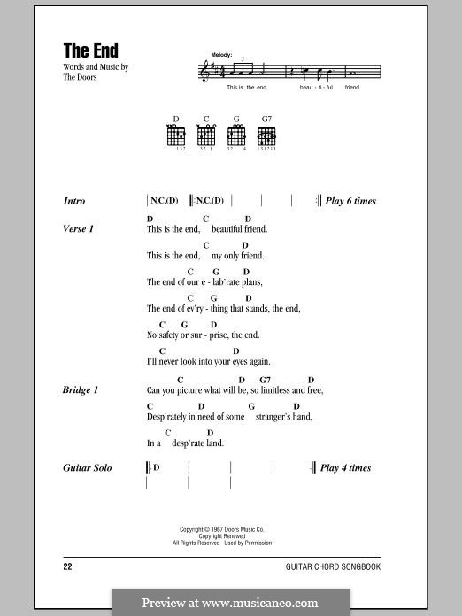 The End by The Doors - sheet music on MusicaNeo