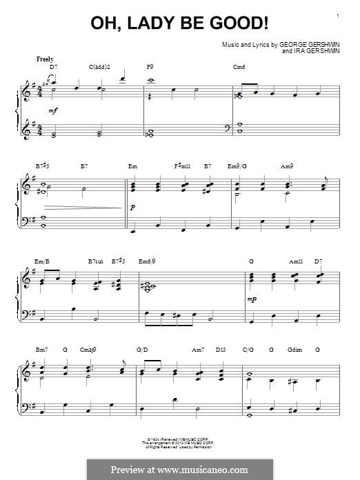 Oh, Lady, Be Good by G. Gershwin - sheet music on MusicaNeo