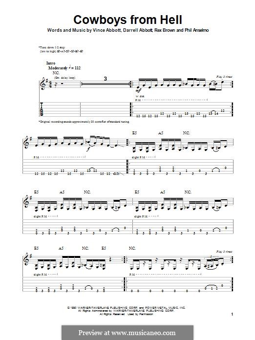 Cowboys from Hell (Pantera) by L. Pérez Cedrón - sheet music on MusicaNeo