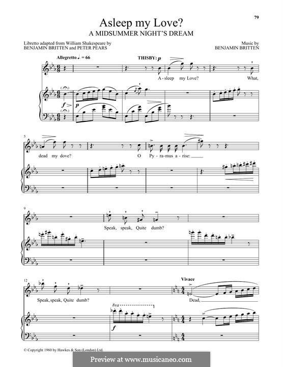 Asleep My Love? (Peter Pears) by B. Britten - sheet music on MusicaNeo