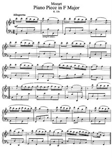 Piece For Piano In F Major K 33b By W A Mozart Sheet Music On Musicaneo