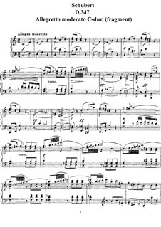 Allegro Moderato for Piano in C Major (Fragment), D.347 by F. Schubert ...