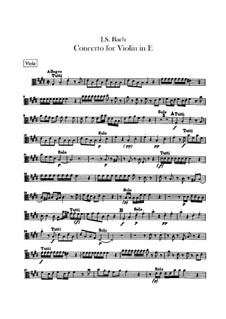 Concerto For Violin, Strings And Basso Continuo No.2 In E Major, BWV ...