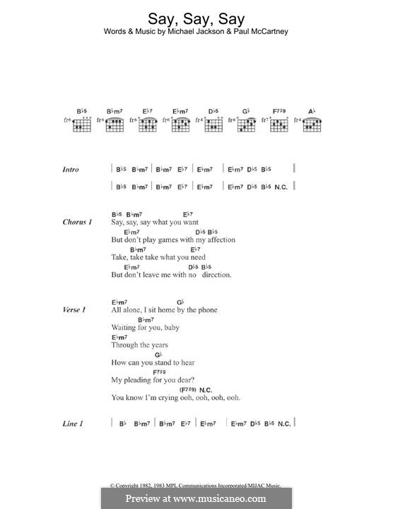 Say Say Say by M. Jackson, P. McCartney - sheet music on MusicaNeo