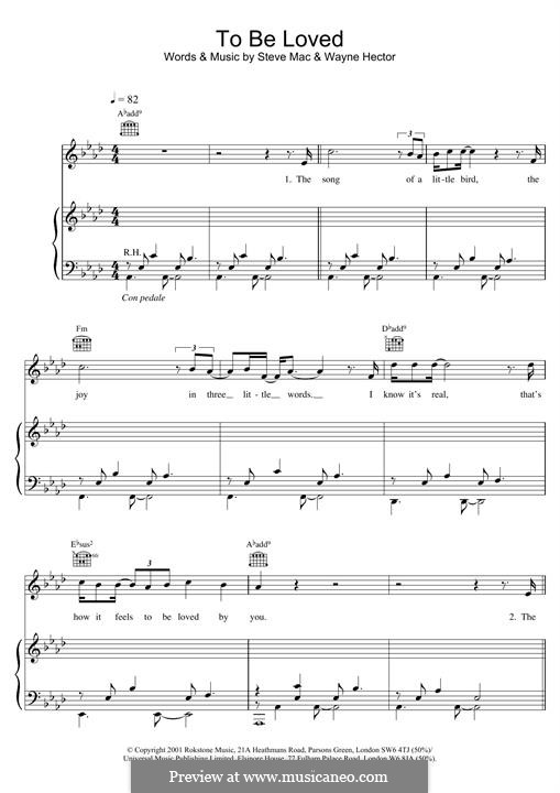 To Be Loved (Westlife) by Steve Mac, W.A. Hector - sheet music on MusicaNeo