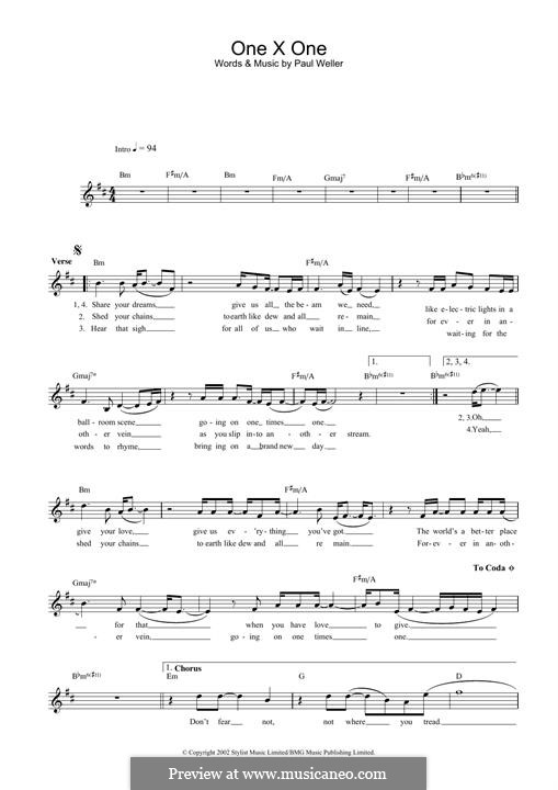 One X One by P. Weller - sheet music on MusicaNeo