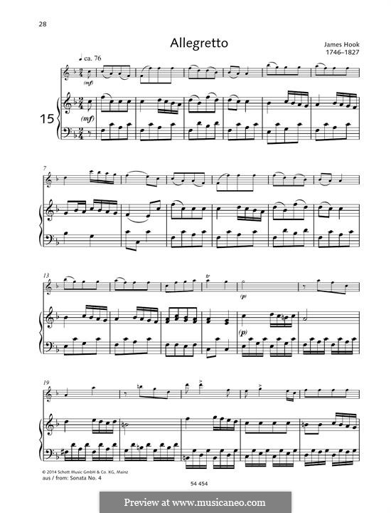 Allegretto by J. Hook - sheet music on MusicaNeo