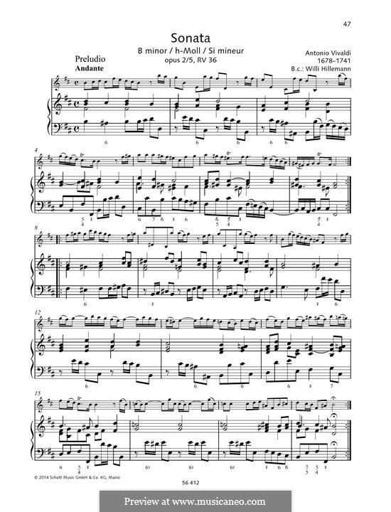 Sonata In B Minor, RV 36 Op.2 No.5 By A. Vivaldi - Sheet Music On MusicaNeo