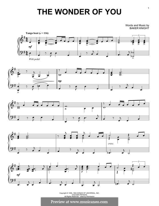 The Wonder of You (Elvis Presley) by B. Knight - sheet music on MusicaNeo