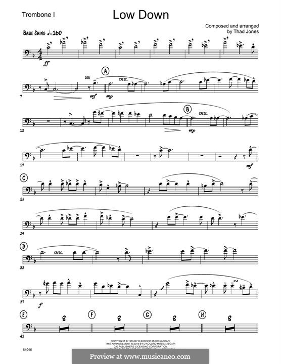 Low Down by T. Jones - sheet music on MusicaNeo