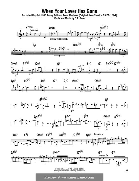 When Your Lover Has Gone by E.A. Swan - sheet music on MusicaNeo