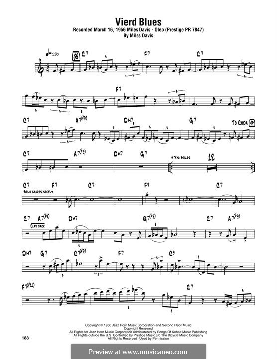 Vierd Blues by M. Davis - sheet music on MusicaNeo