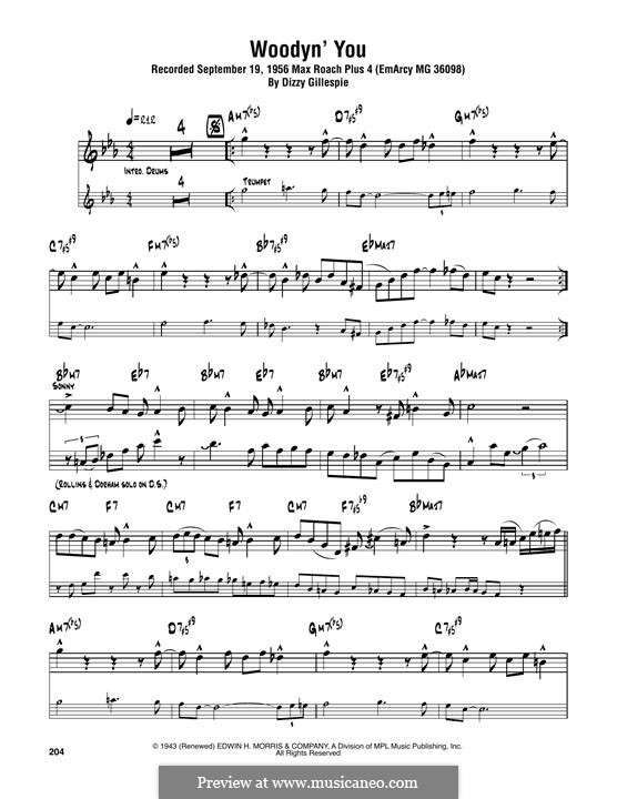 Woodyn' You by D. Gillespie - sheet music on MusicaNeo