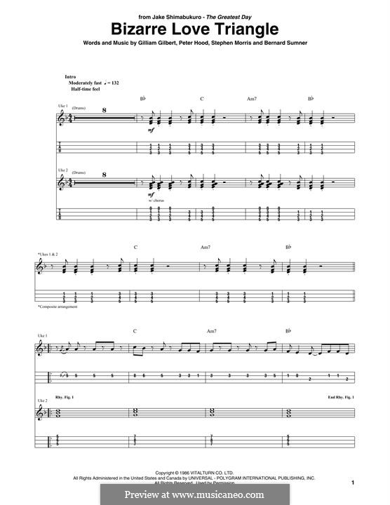 Bizarre Love Triangle by J. Shimabukuro - sheet music on MusicaNeo