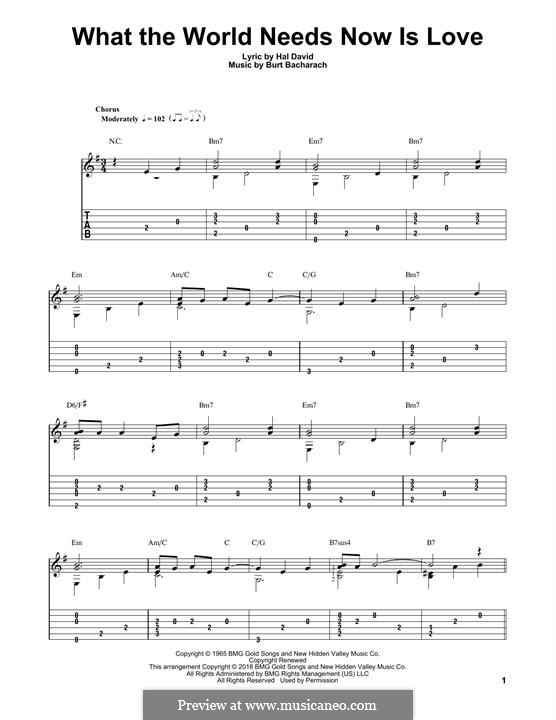 What the World Needs Now Is Love by B. Bacharach - sheet music on MusicaNeo