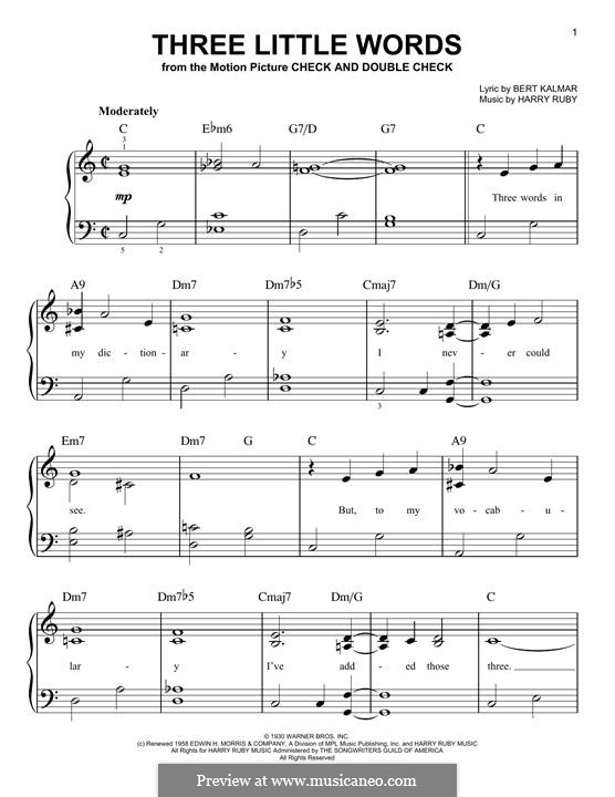 Three Little Words by H. Ruby - sheet music on MusicaNeo