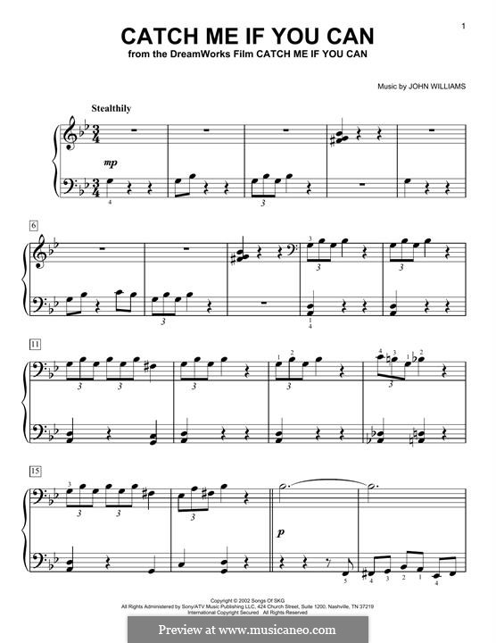 Catch Me If You Can By J Williams Sheet Music On Musicaneo 8132