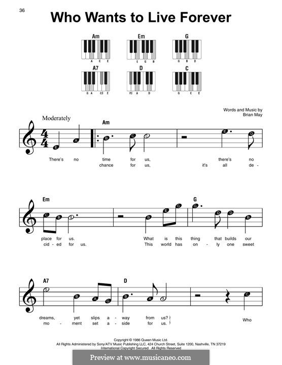 Who Wants to Live Forever? (Queen) by B. May - sheet music on MusicaNeo