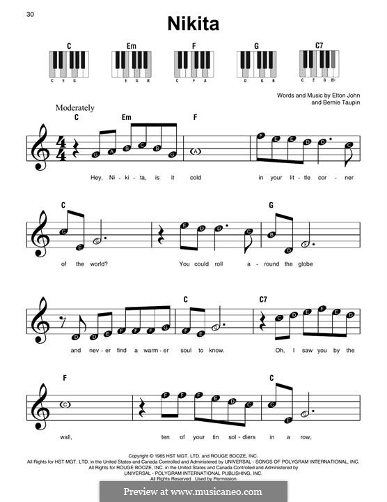 Nikita by E. John - sheet music on MusicaNeo