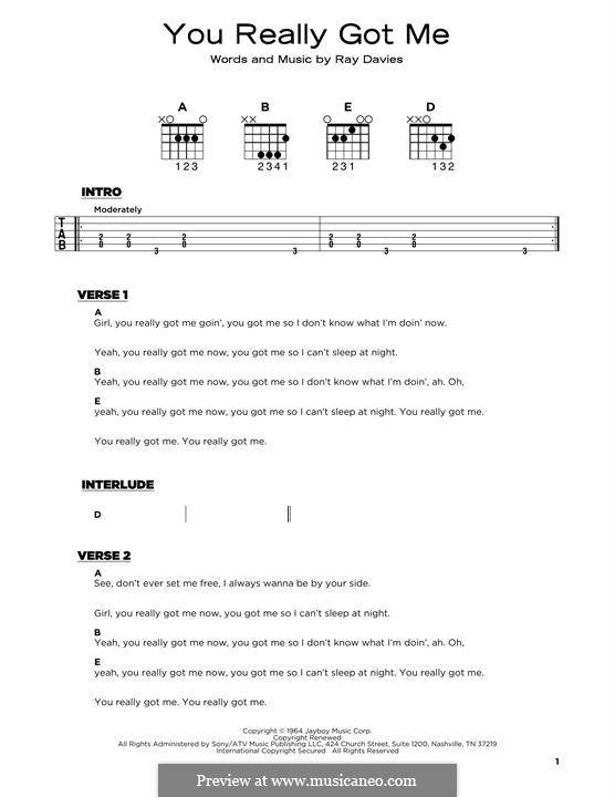 You Really Got Me (The Kinks) by R. Davies - sheet music on MusicaNeo