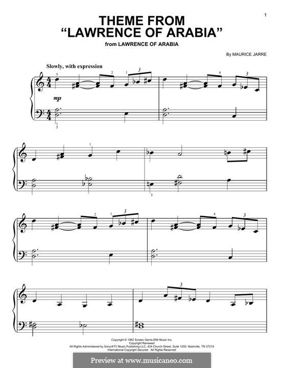 Lawrence of Arabia (Main Titles) by M. Jarre - sheet music on MusicaNeo