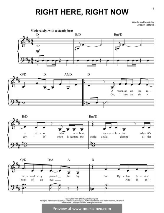 Right Here Right Now By J Jones Sheet Music On Musicaneo 5157