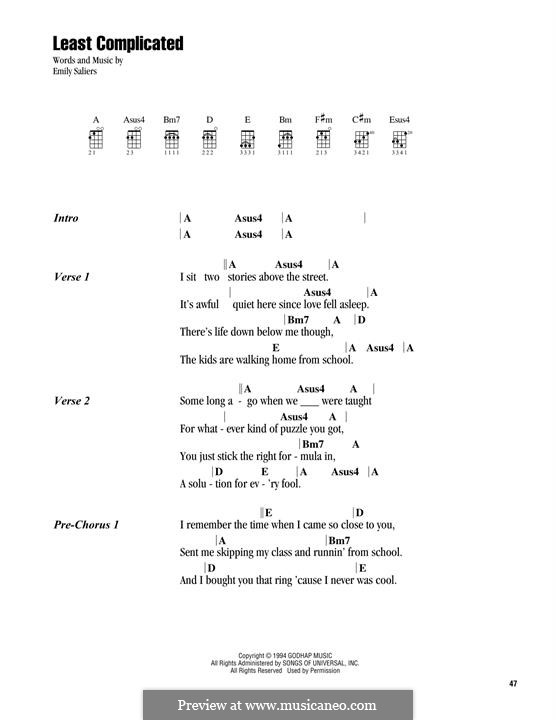 Least Complicated (Indigo Girls) by E. Saliers - sheet music on MusicaNeo