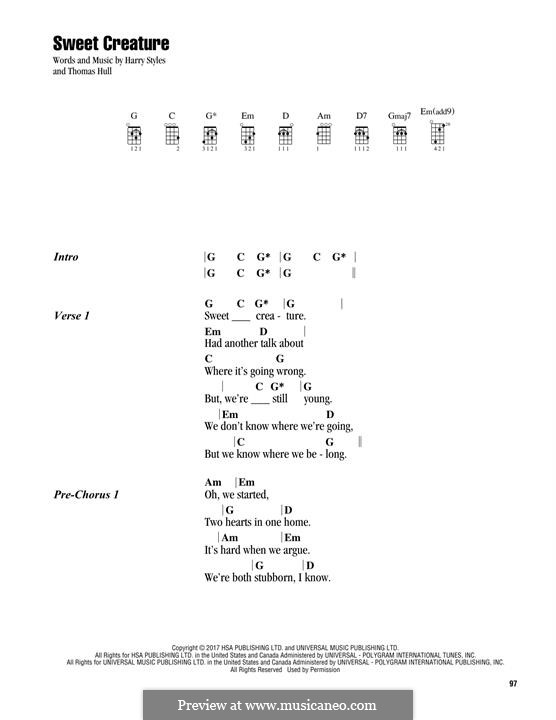 Sweet Creature by T. Hull, H. Styles - sheet music on MusicaNeo