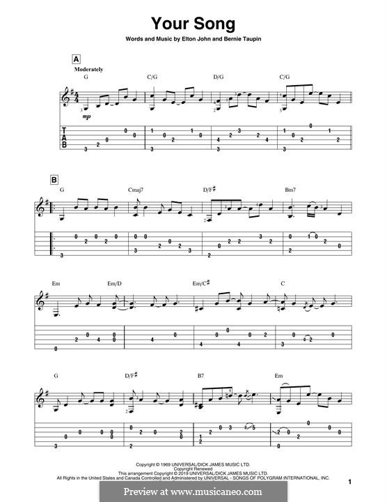 Your Song by E. John - sheet music on MusicaNeo