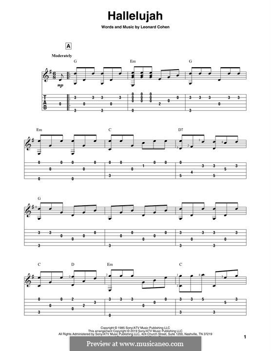 Instrumental version (Hallelujah) by L. Cohen - sheet music on MusicaNeo