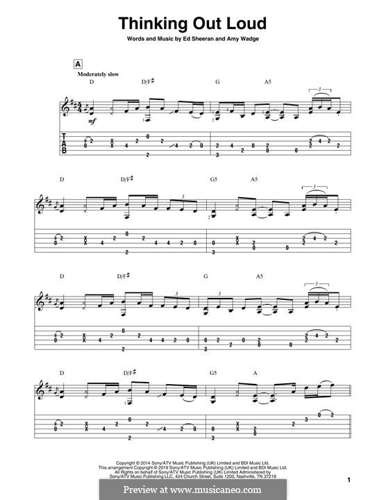 Thinking Out Loud by E. Sheeran, A. Wadge - sheet music on MusicaNeo