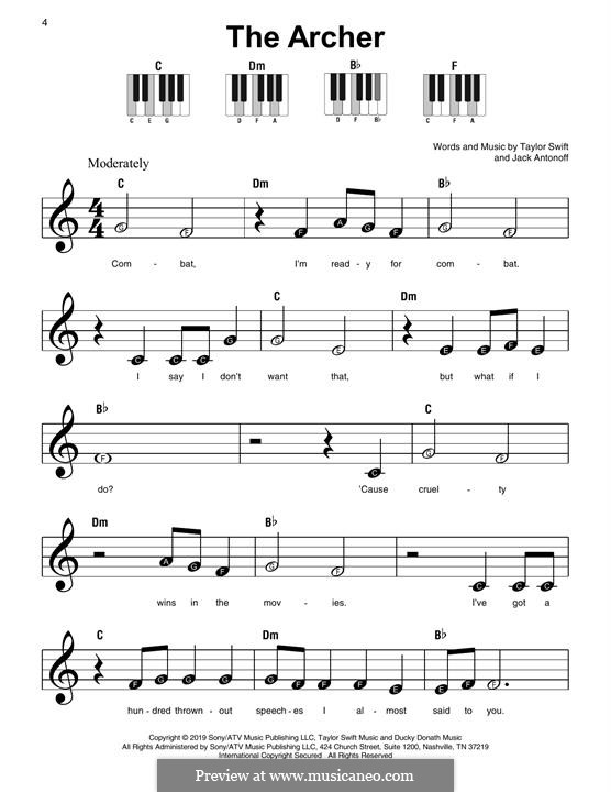 The Archer by T. Swift, J. Antonoff - sheet music on MusicaNeo