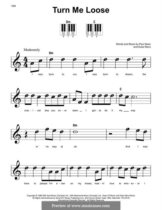 Turn Me Loose (Loverboy) by D. Reno, P. Dean - sheet music on MusicaNeo