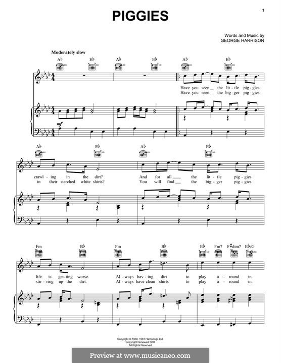 Piggies (The Beatles) by G. Harrison - sheet music on MusicaNeo