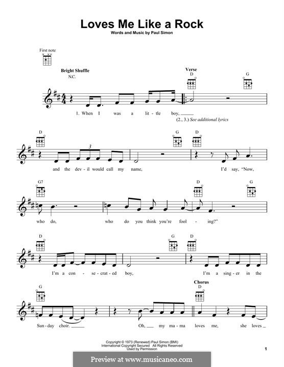 Loves Me Like a Rock by P. Simon - sheet music on MusicaNeo