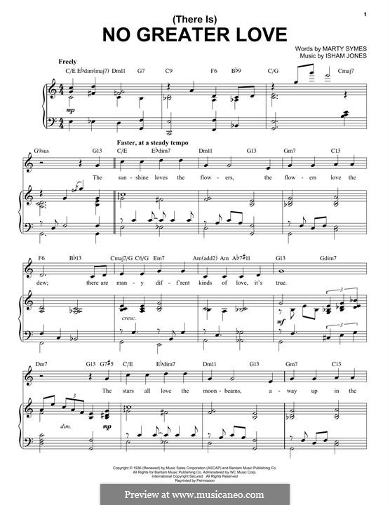 There Is No Greater Love by M. Symes - sheet music on MusicaNeo