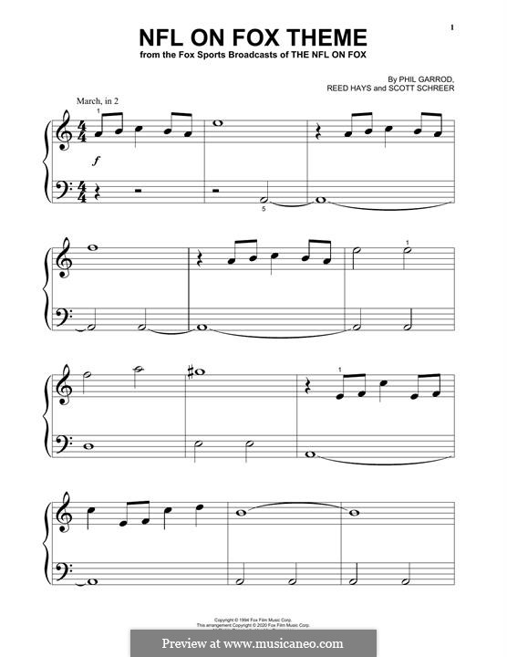 NFL On Fox Theme" Sheet Music by Phil Garrod for Easy Piano - Sheet  Music Now