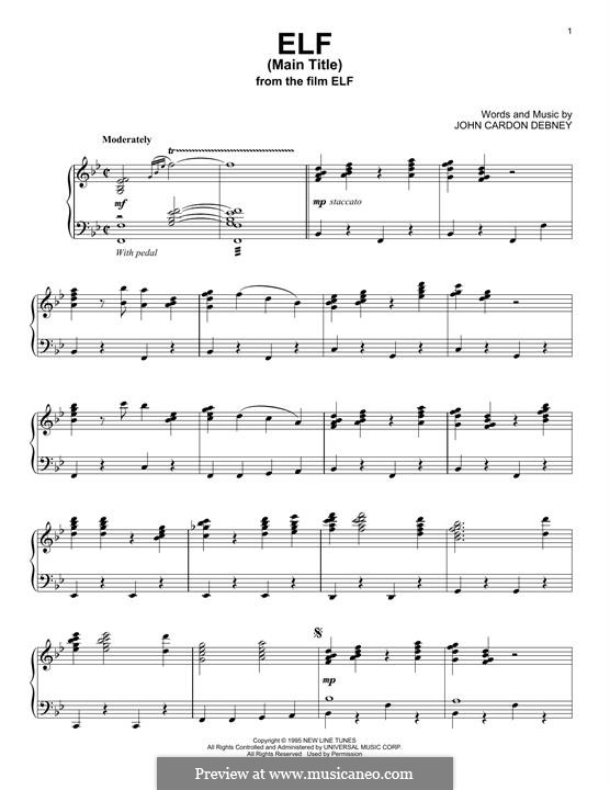 Elf (Main Title) by J. Debney - sheet music on MusicaNeo