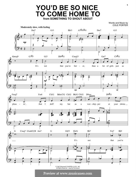 You D Be So Nice To Come Home To By C Porter Sheet Music On Musicaneo