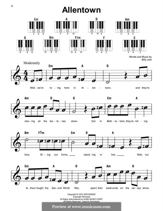 Allentown by B. Joel - sheet music on MusicaNeo