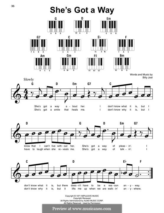 She's Got a Way by B. Joel - sheet music on MusicaNeo