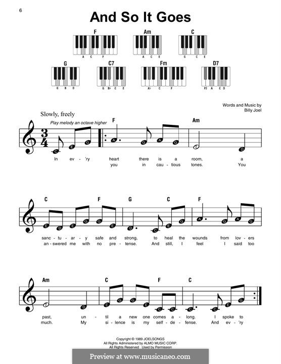 And So It Goes by B. Joel - sheet music on MusicaNeo