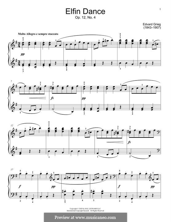 Lyric Pieces, Op.12 by E. Grieg - free download on MusicaNeo