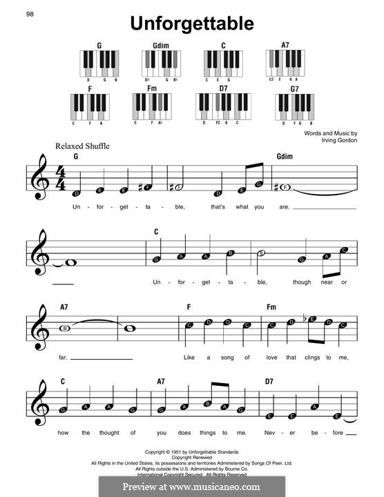 Unforgettable by I. Gordon - sheet music on MusicaNeo