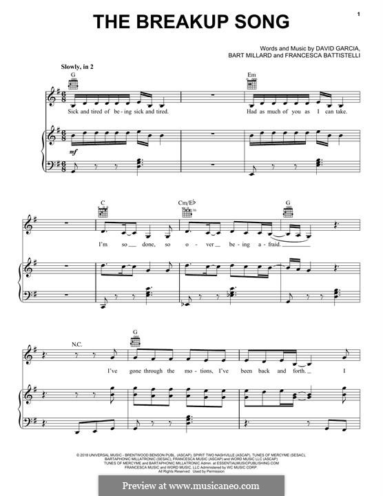 The Breakup Song by F. Battistelli - sheet music on MusicaNeo