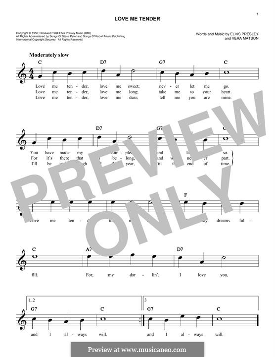 Love Me Tender by V. Matson - sheet music on MusicaNeo